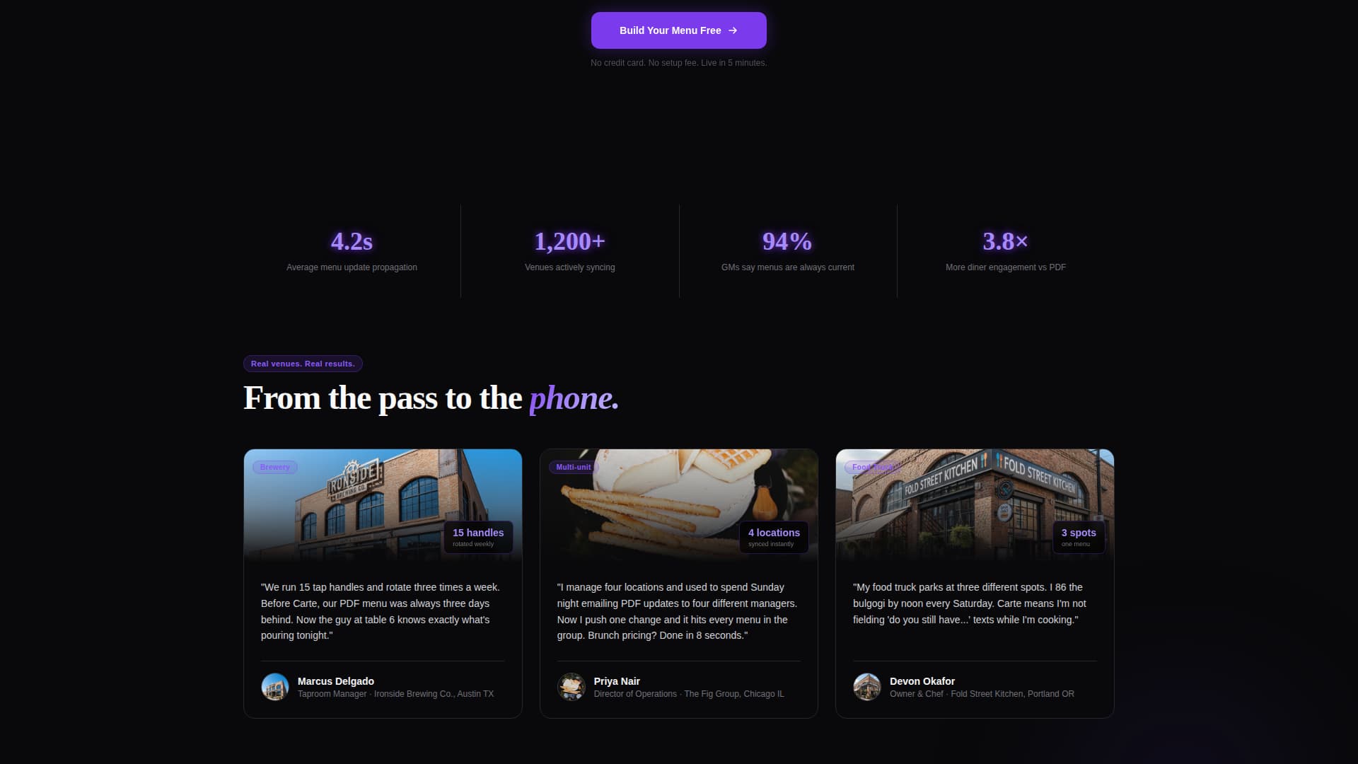 Carte - Dynamic Menu Landing Page Template