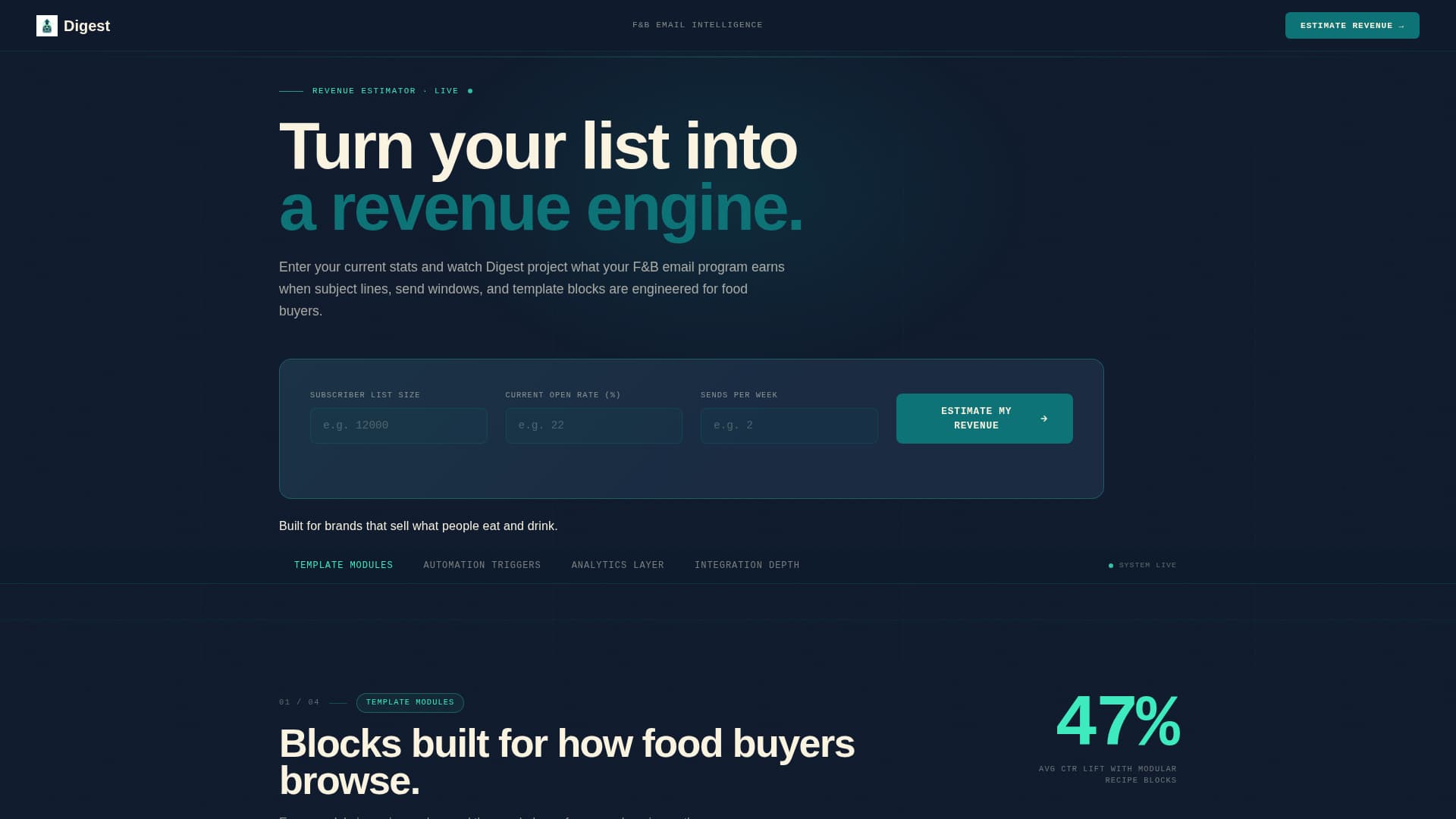 Digest - High-Converting Food & Beverage Landing Page Template