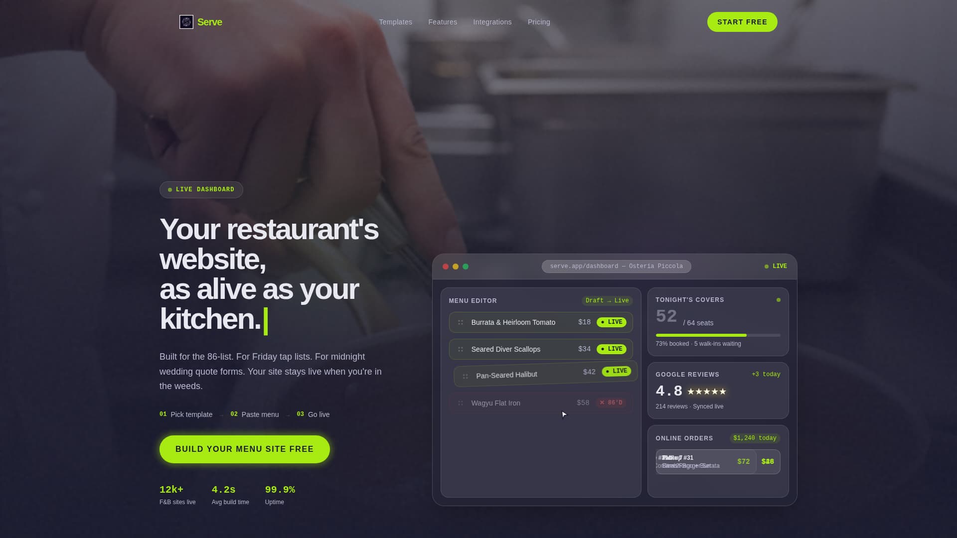 Serve - Dynamic Restaurant Landing Page Template