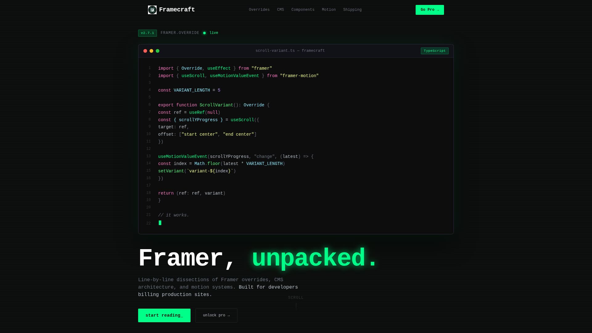 Framecraft - Powerful Developer Landing Page Template