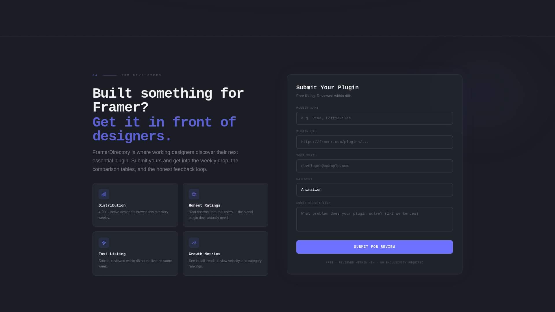 Framer - Premium Plugin Landing Page Template