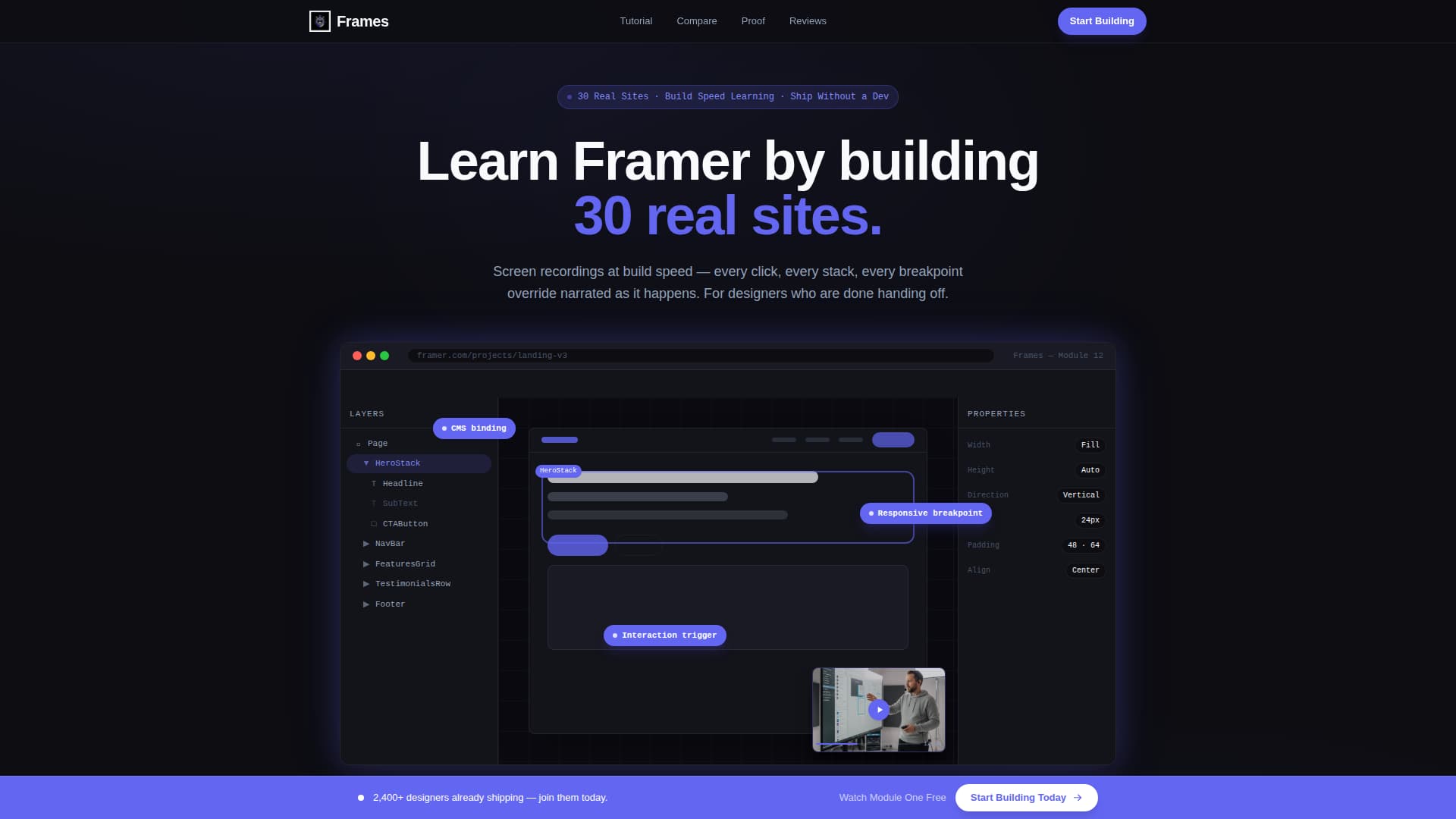 Frames - High Velocity Framer Landing Page Template