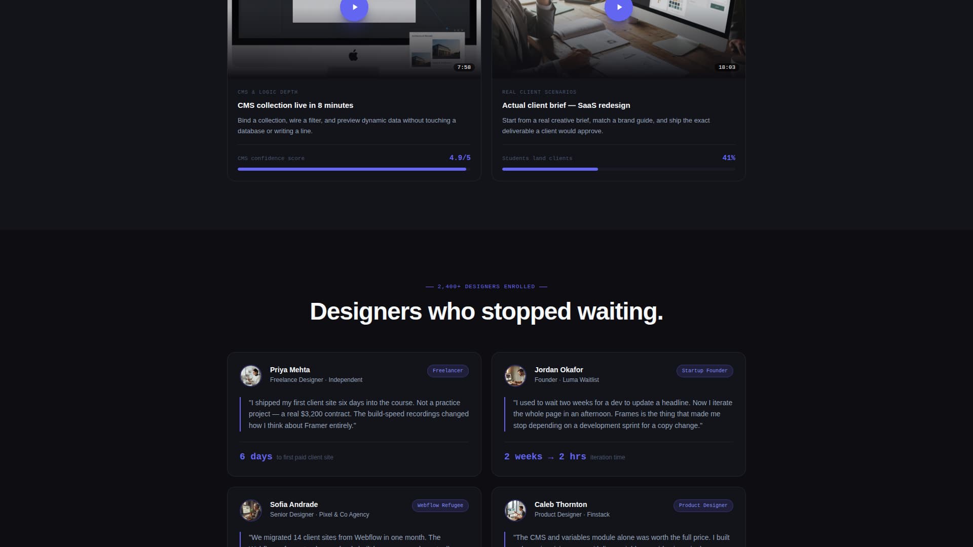 Frames - High Velocity Framer Landing Page Template