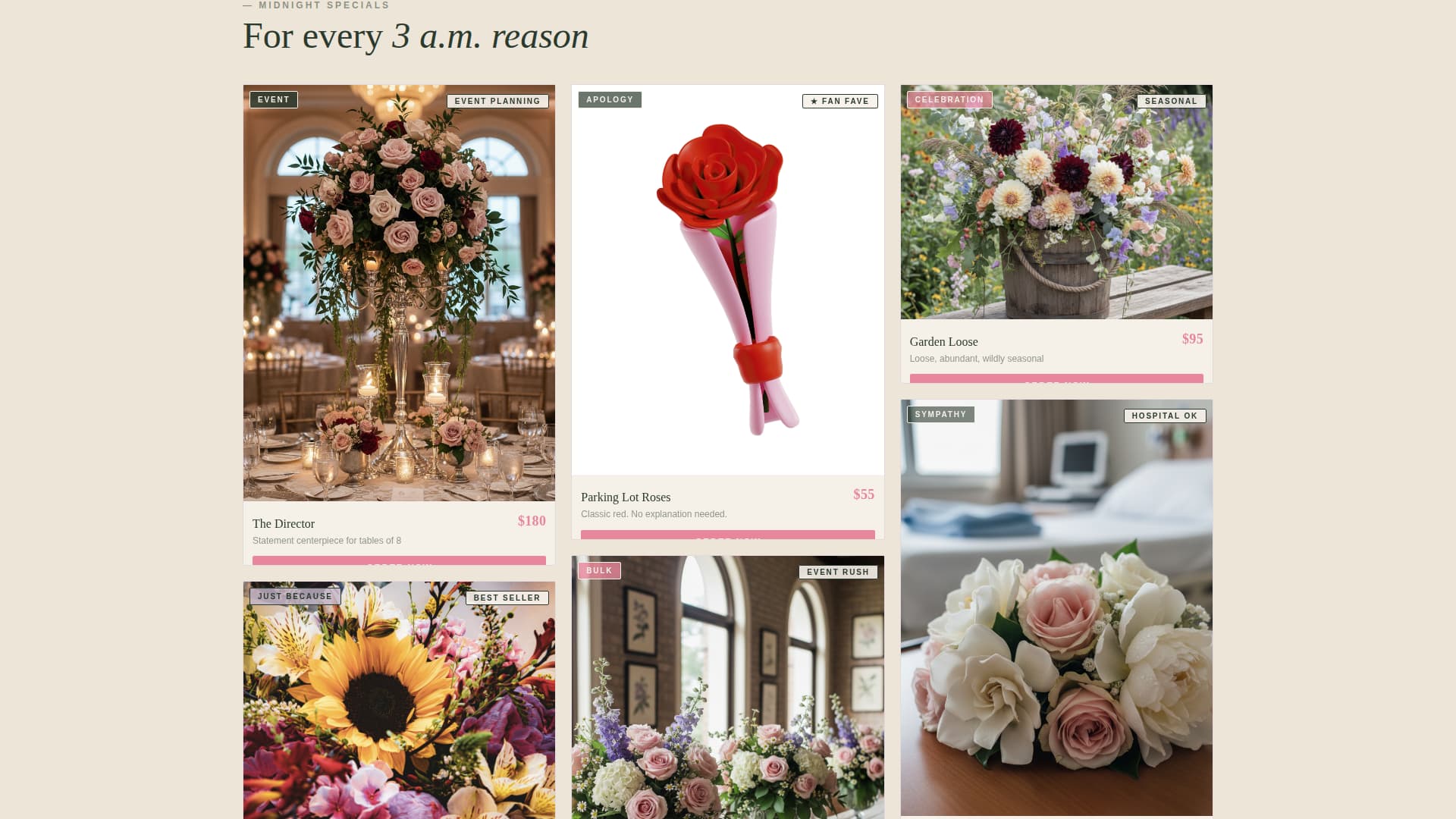 Bloom - Midnight Florist Landing Page Template