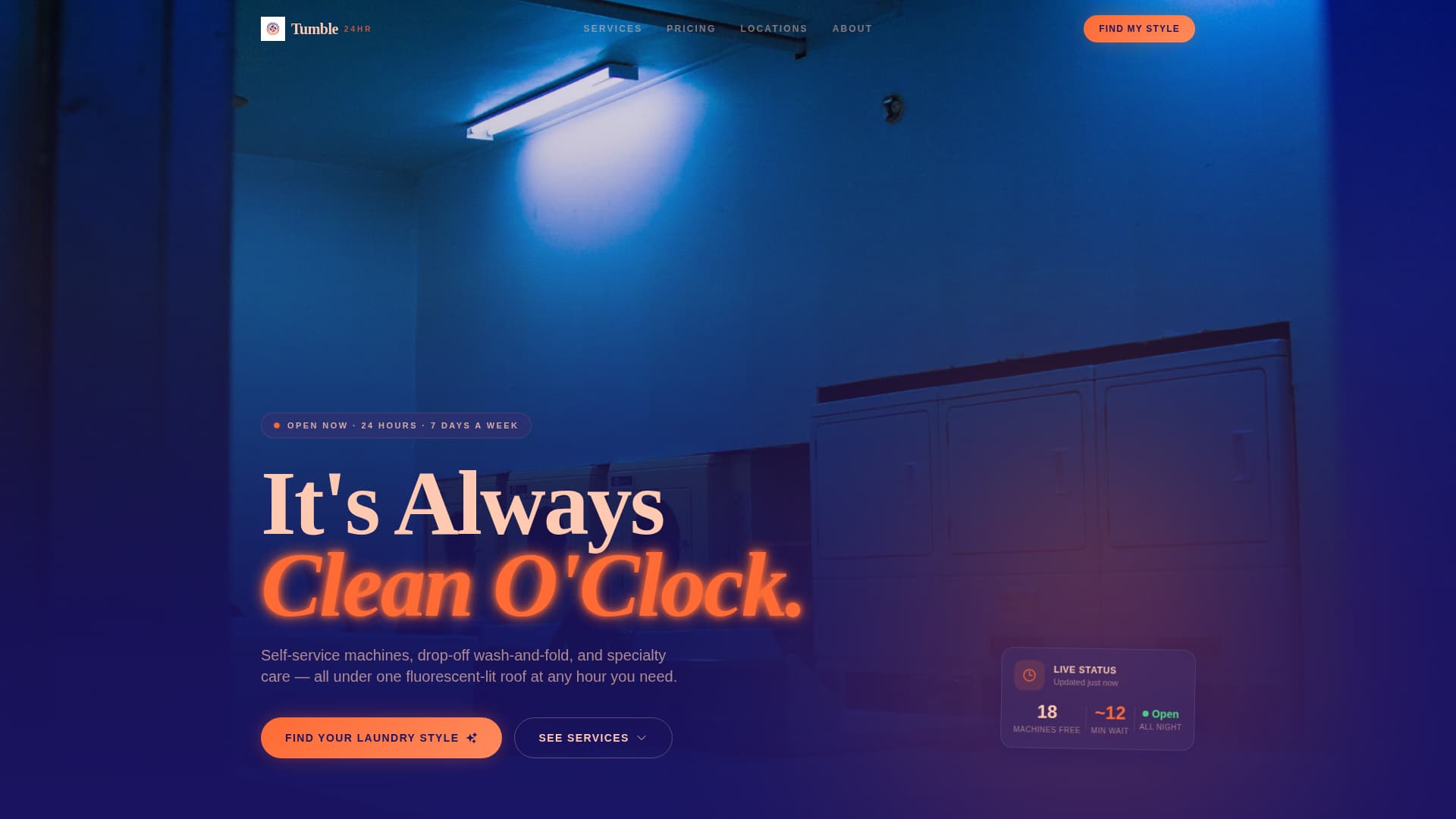 Tumble - Vibrant Laundromat Landing Page Template
