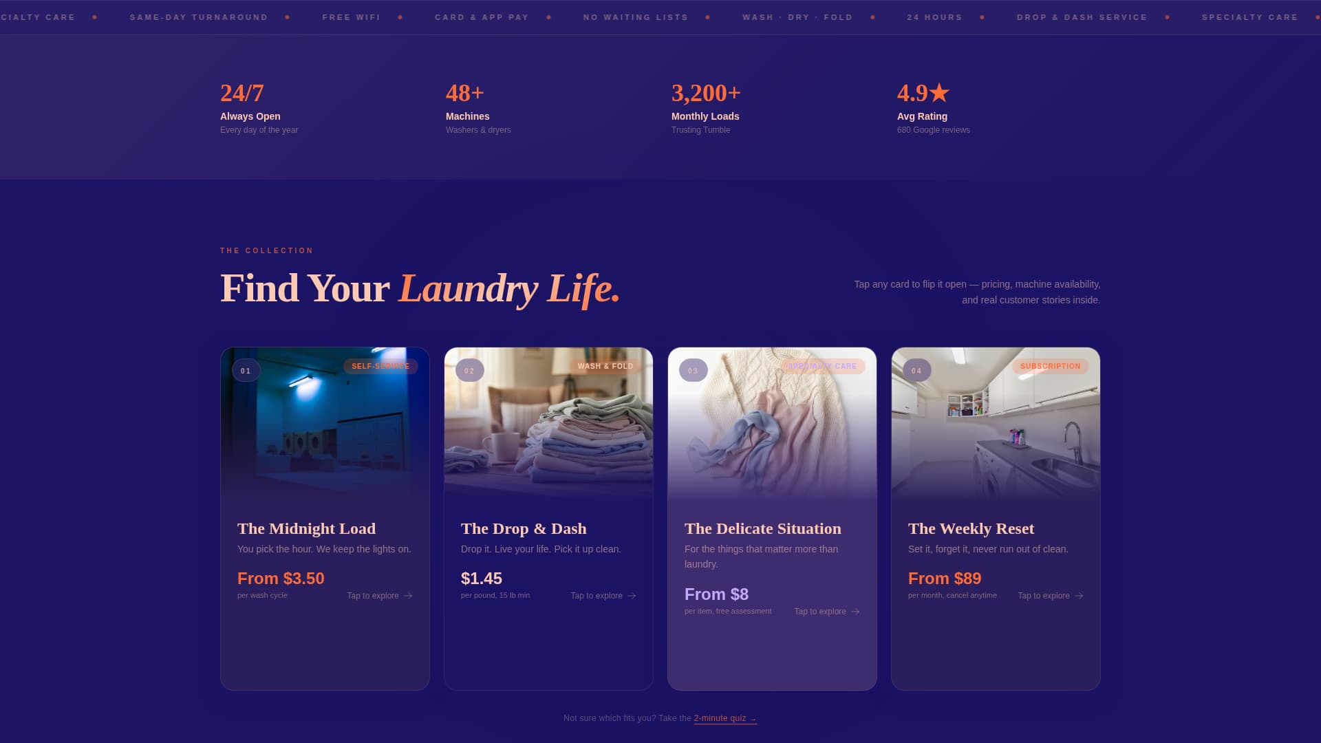 Tumble - Vibrant Laundromat Landing Page Template