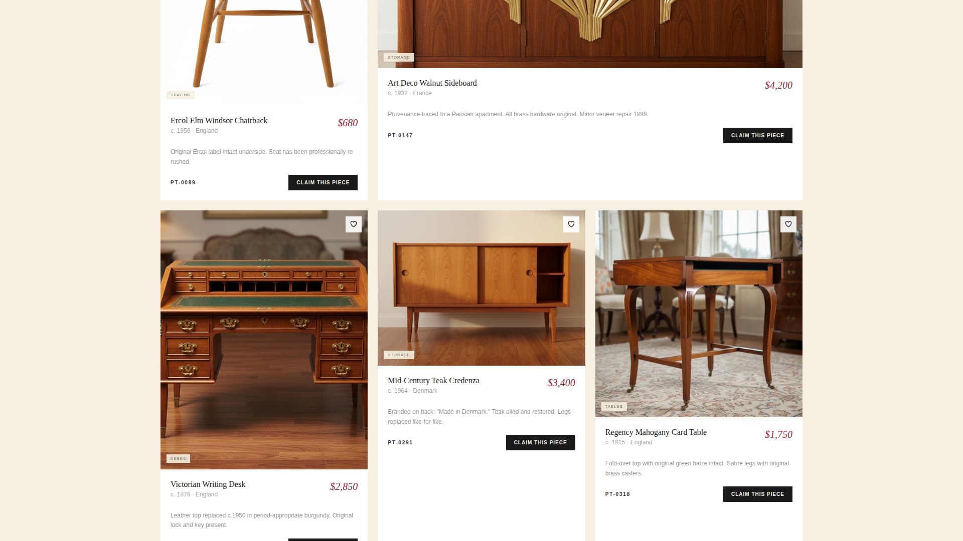 Patina - Curated Antiquefurniture Landing Page Template