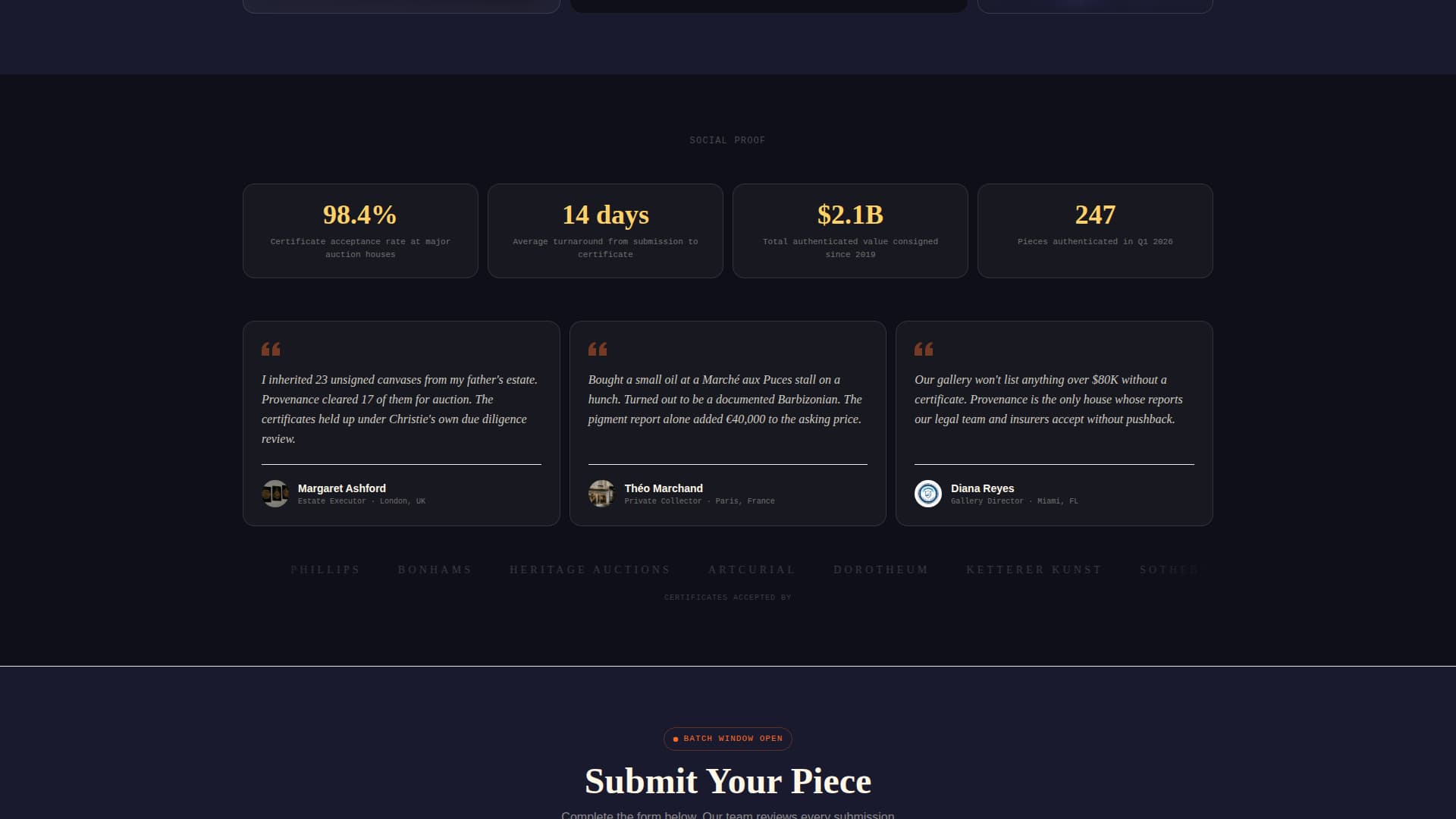 Provenance - Forensic Artauthentication Landing Page Template