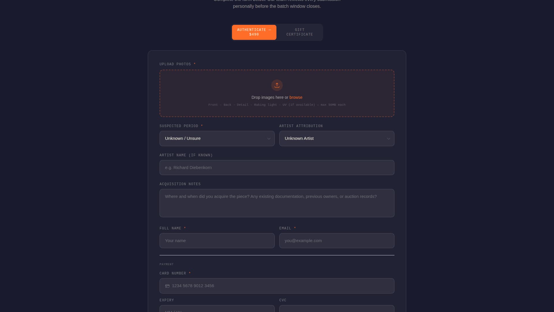 Provenance - Forensic Artauthentication Landing Page Template