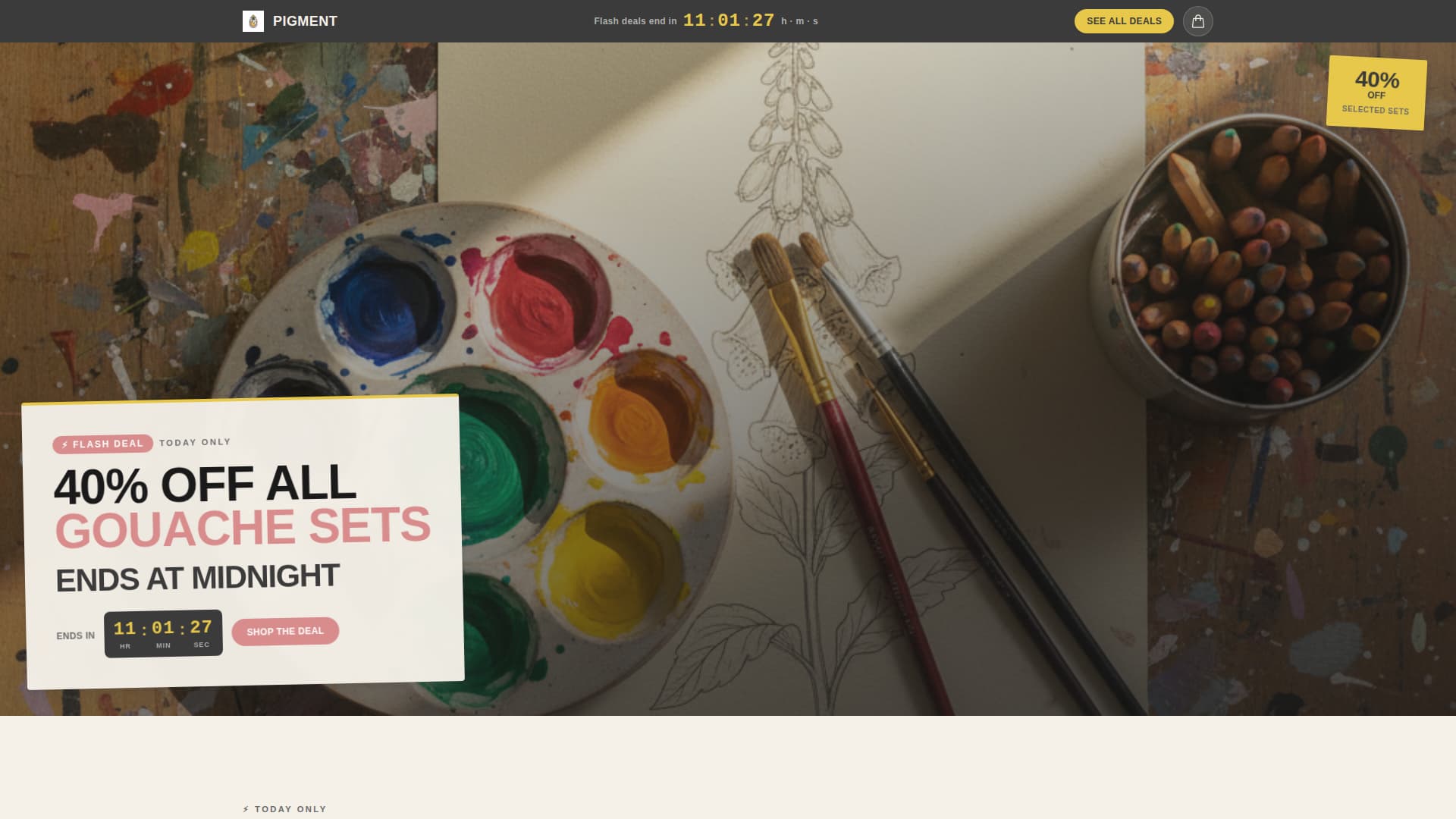 Pigment - Irresistible Artsupply Landing Page Template