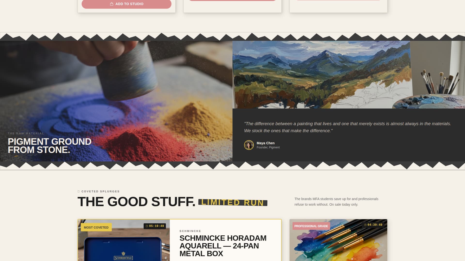 Pigment - Irresistible Artsupply Landing Page Template