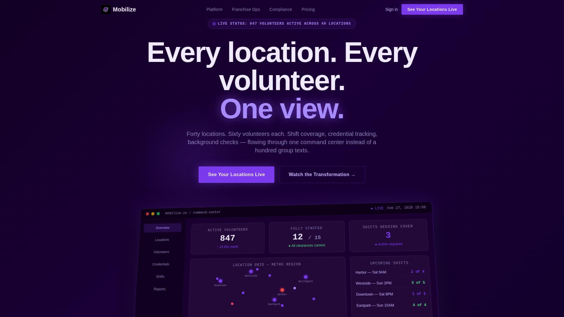 Mobilize - Powerful Franchise Volunteer Landing Page Template