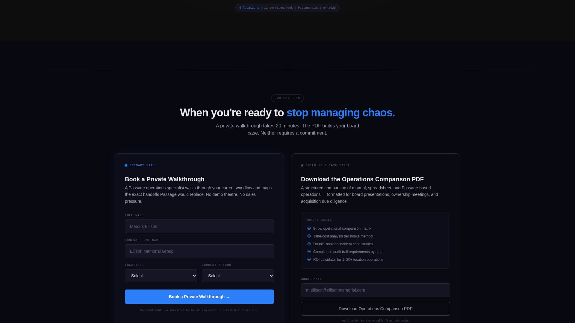 Passage - Precision Funeral Landing Page Template