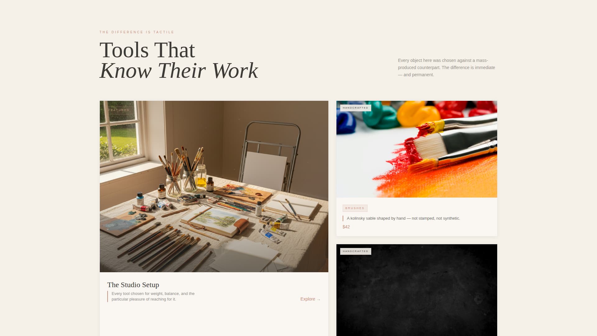 Atelier - Curated Artisan Landing Page Template