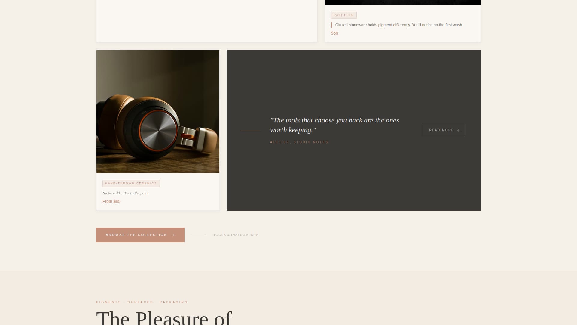 Atelier - Curated Artisan Landing Page Template