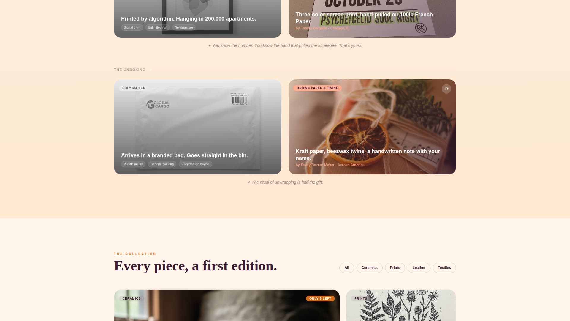 Bazaar - Handcrafted Artisan Landing Page Template