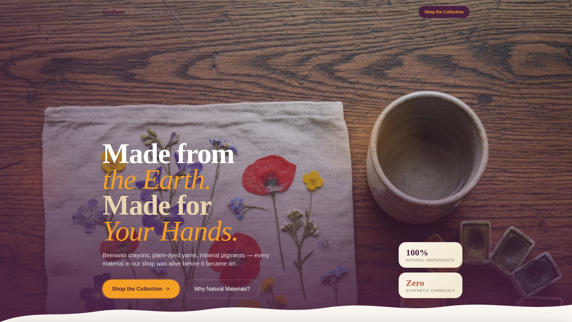 Gather - Earthy Crafts Landing Page Template
