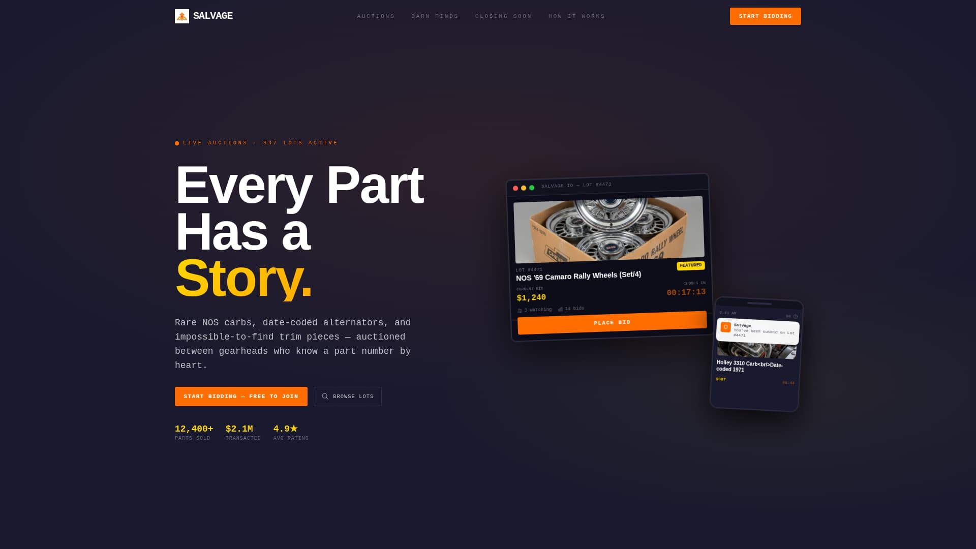 Salvage - Highoctane Autoparts Landing Page Template