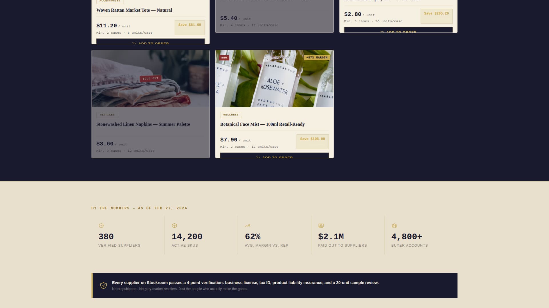 Stockroom - Wholesale Marketplace Landing Page Template