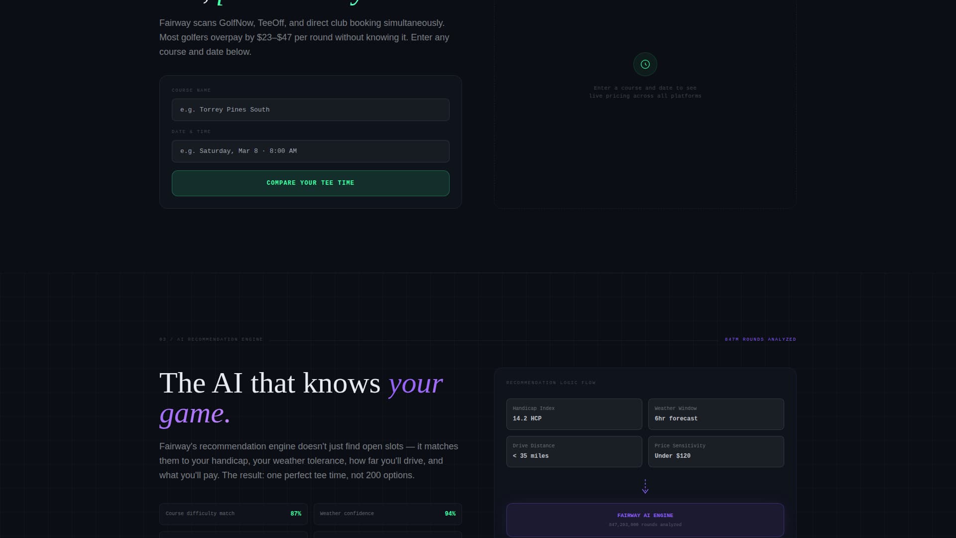 Fairway - Powerful Golf Booking Landing Page Template