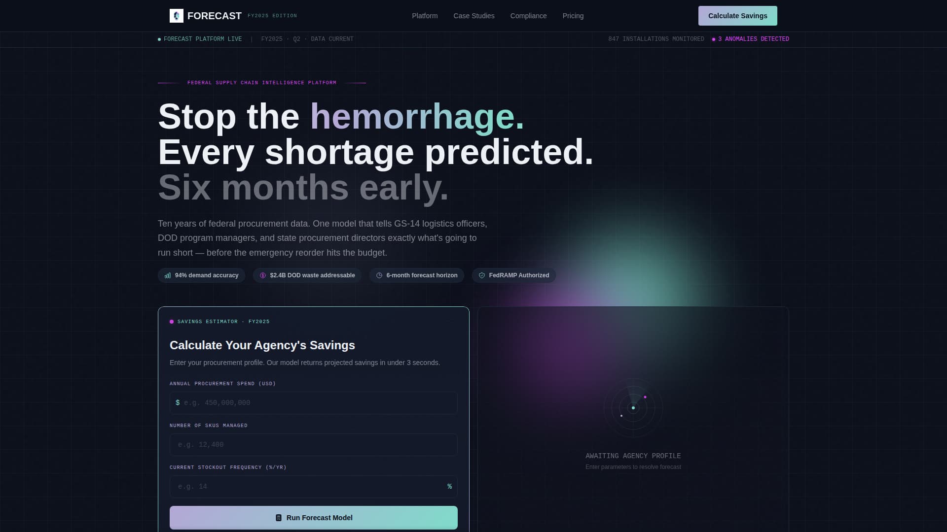 Forecast - Predictive Procurement Landing Page Template