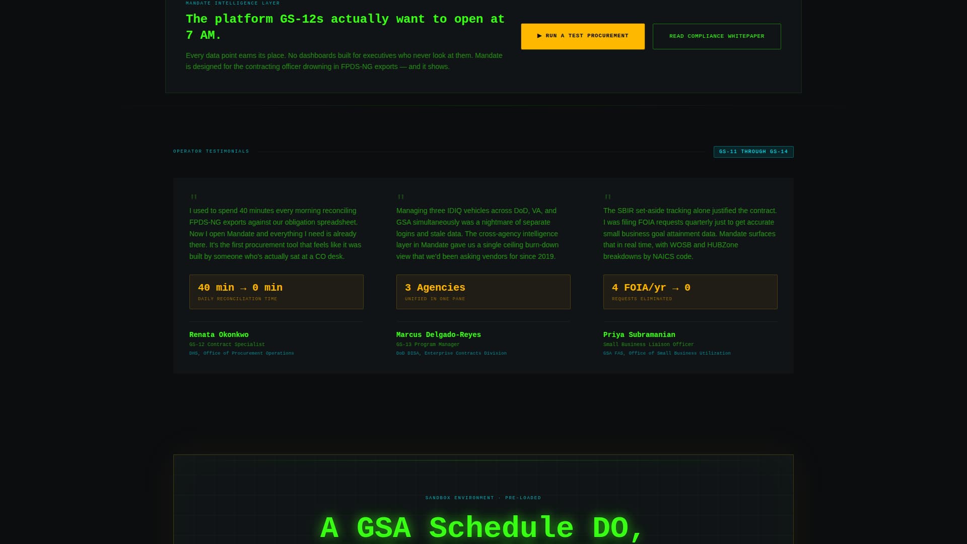 Mandate - Powerful Procurement Landing Page Template