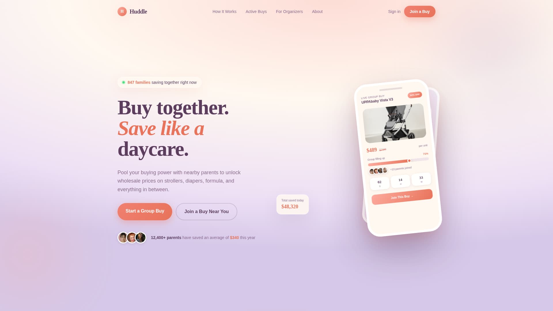Huddle - Collective Baby Landing Page Template