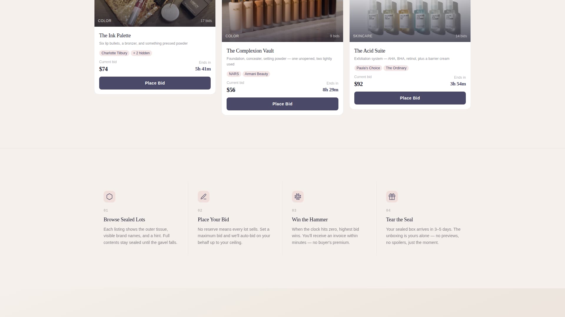 Bid - Exclusive Beautyauction Landing Page Template