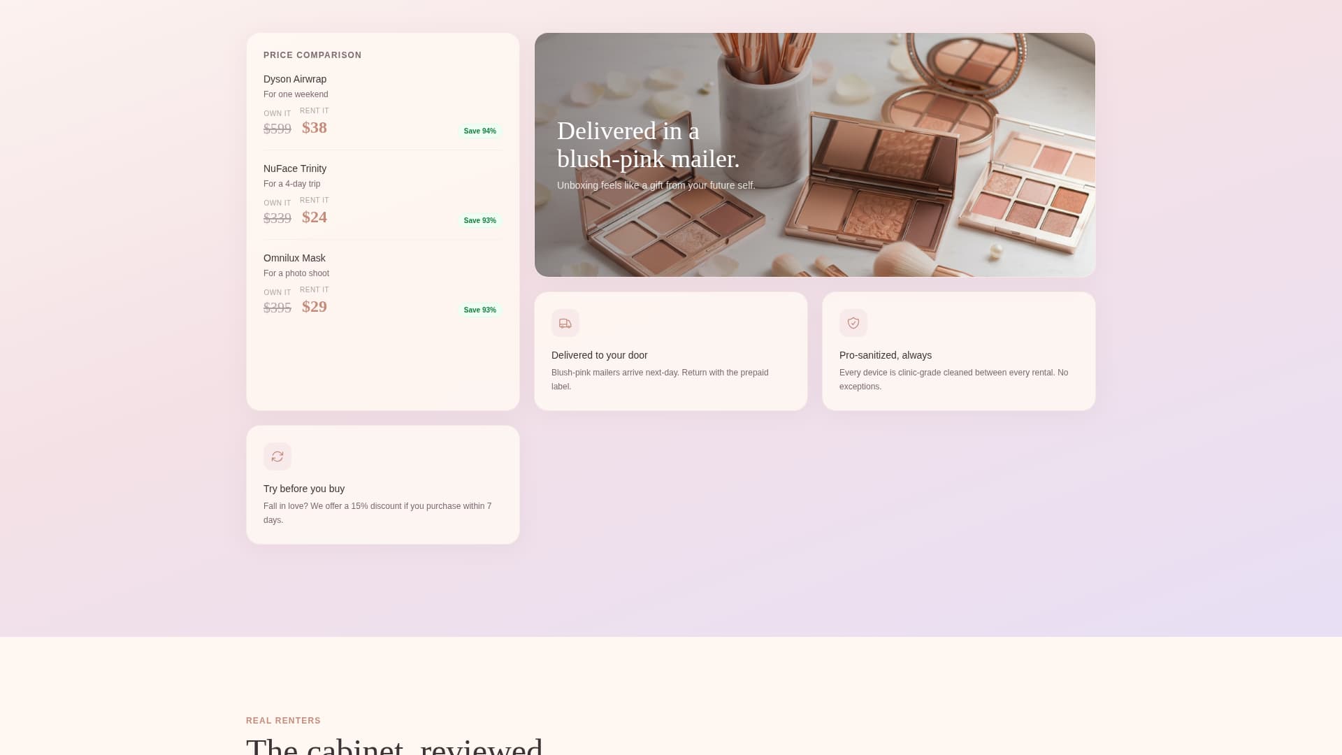 Vanity - Luxe Beautyrental Landing Page Template