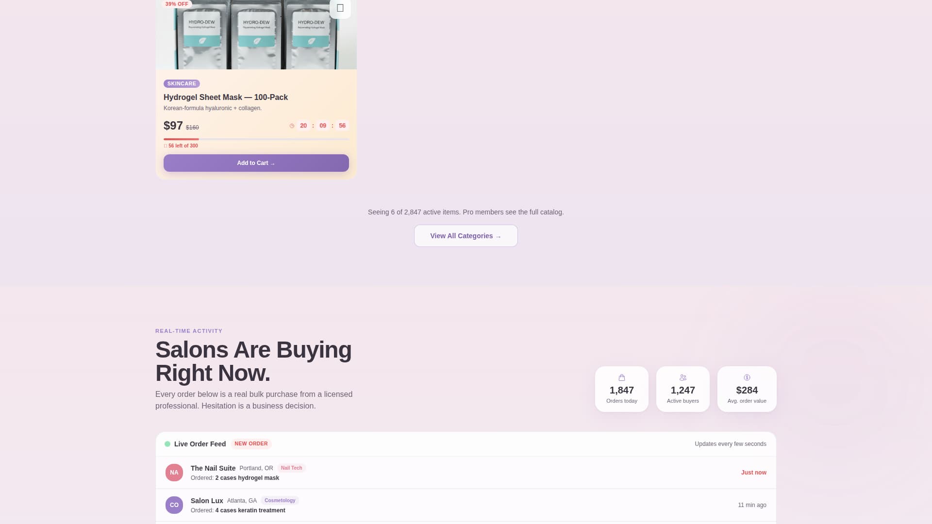 Stockpro - Wholesale Beauty Landing Page Template