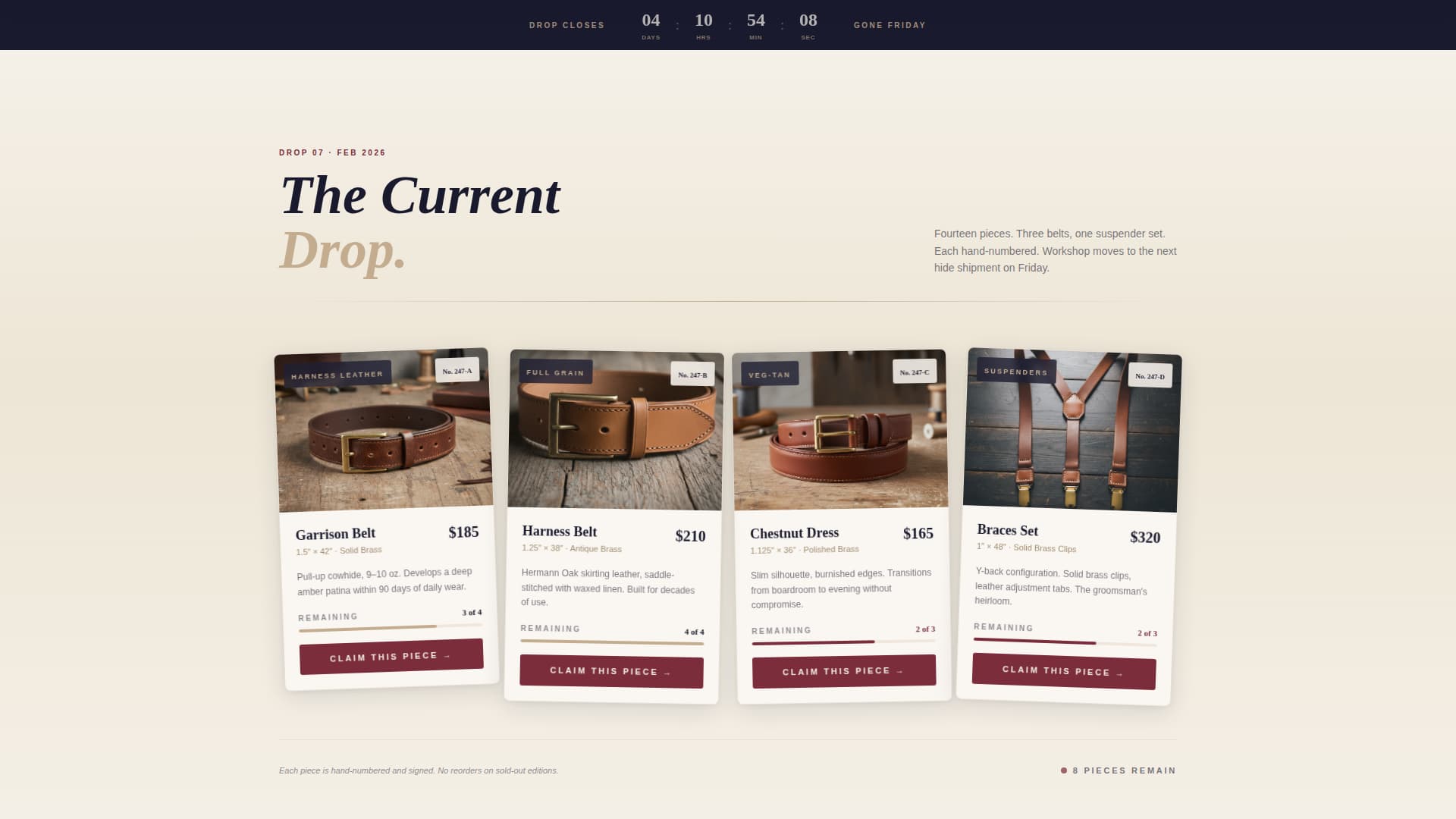 Buckle - Artisan Leathergoods Landing Page Template