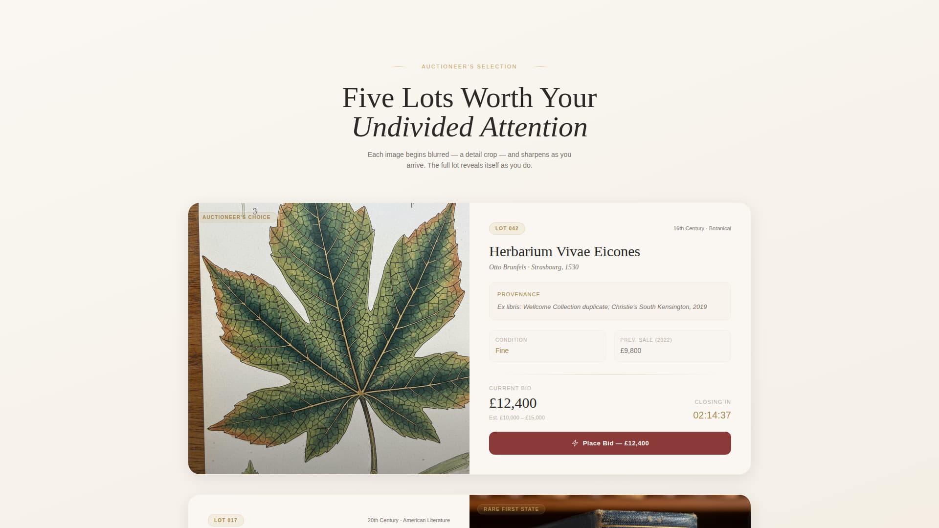 Folio - Rarebook Auction Landing Page Template