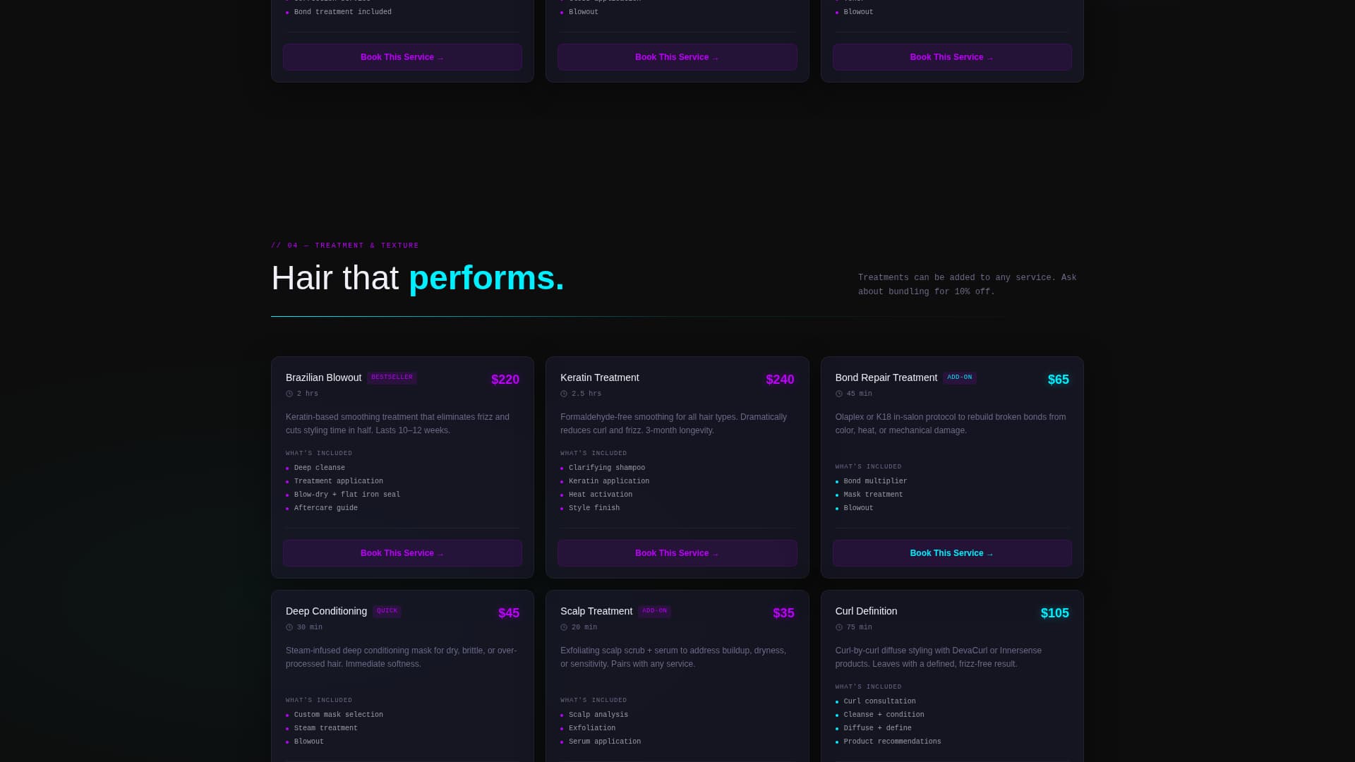 Hair Salon Specialist Booking Website Template
