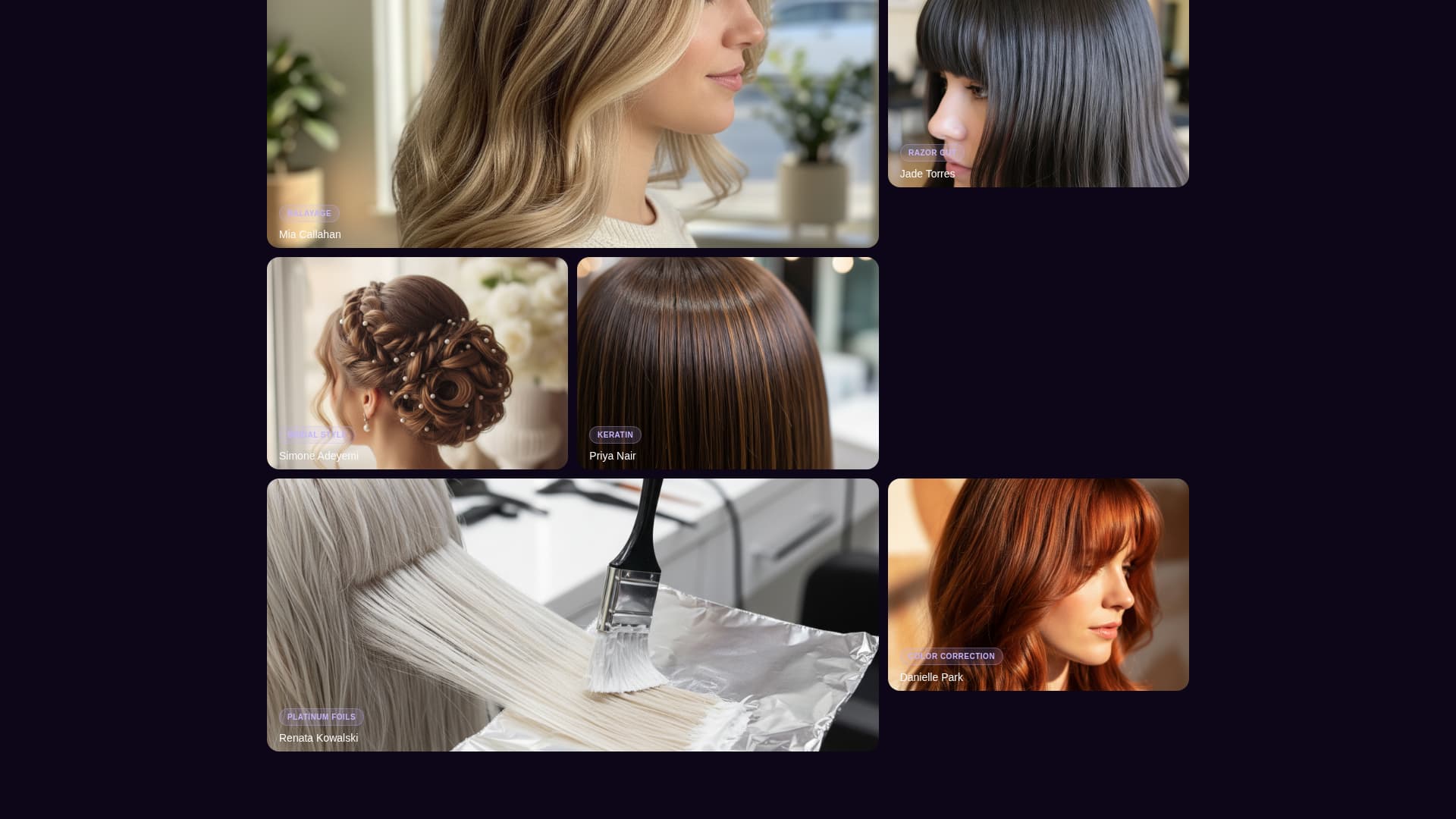 Hair Salon Team Stylist Profiles Website Template