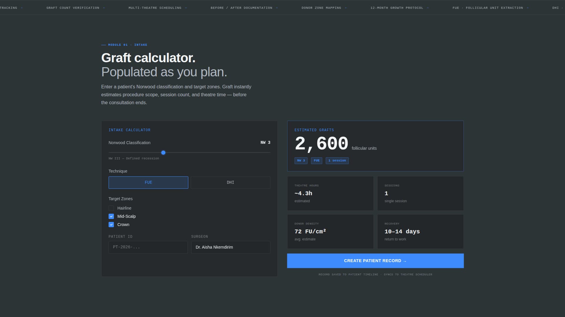 Graft - Precision Clinic Landing Page Template