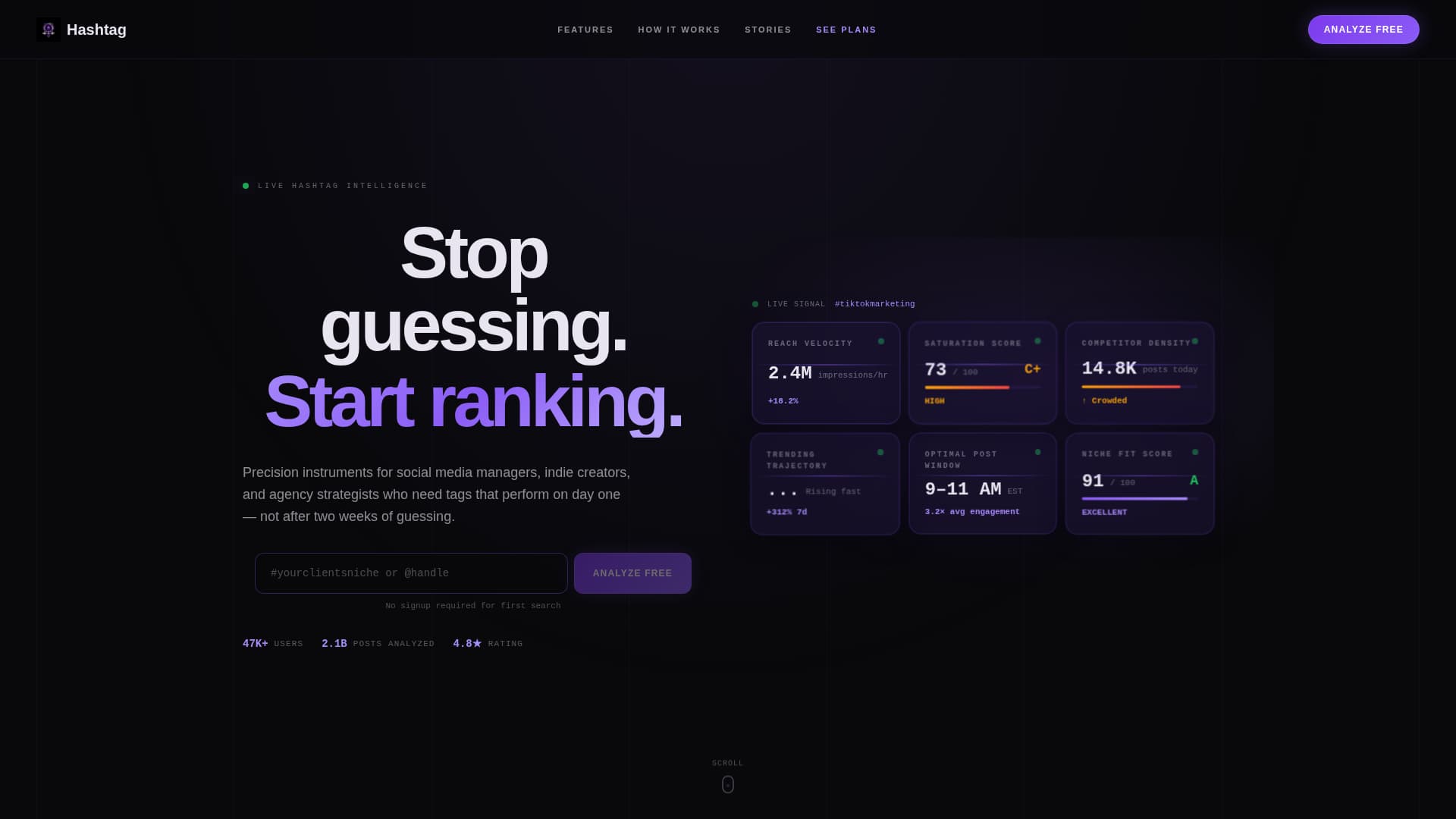 Hashtag - Precision Viral Landing Page Template