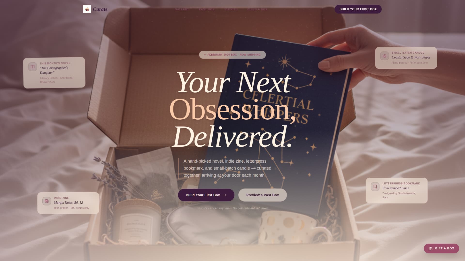 Curate — Premium Literature Subscription Landing Page Template