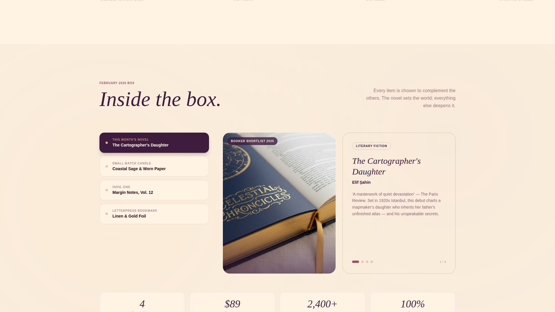 Curate — Premium Literature Subscription Landing Page Template