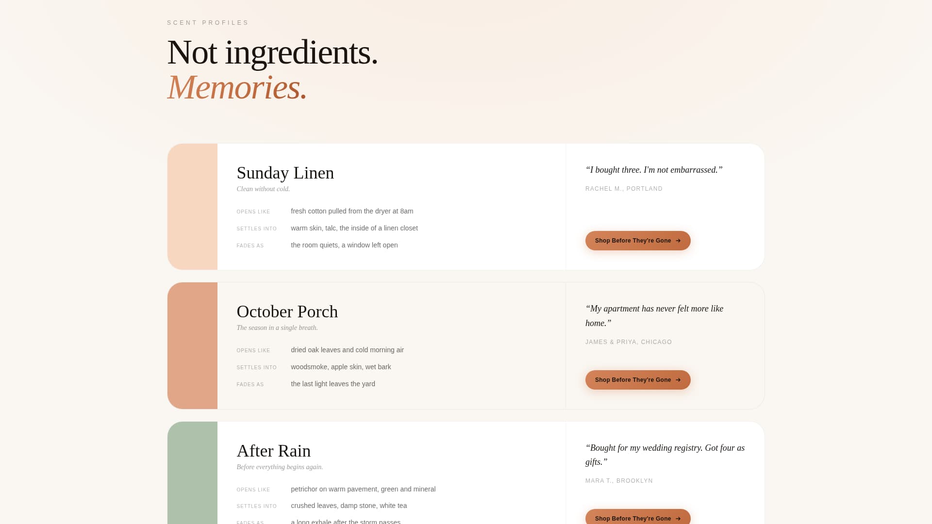 Wick — Handcrafted Fragrance Landing Page Template