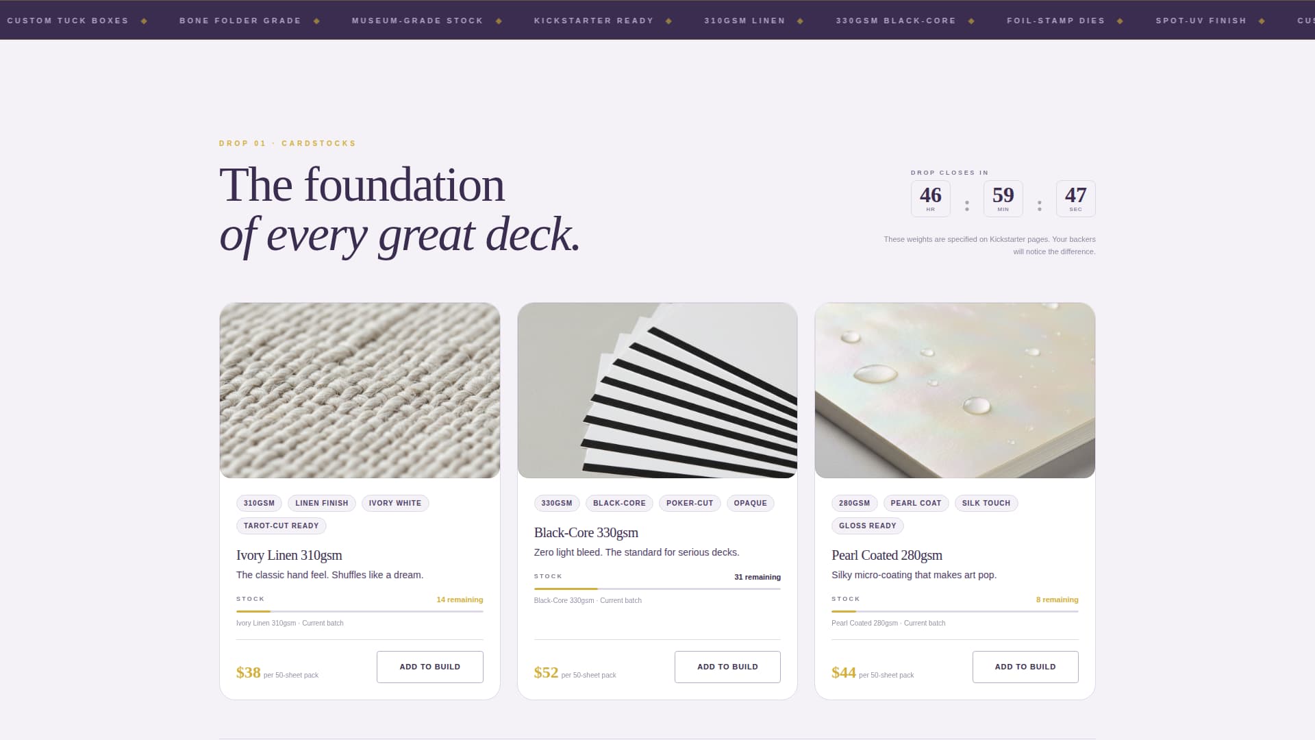 Shuffle - Luxe Cardstock Landing Page Template