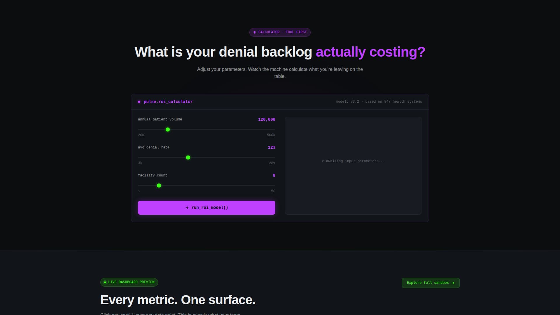 Healthcare Software & SaaS Cost Calculator Website Template