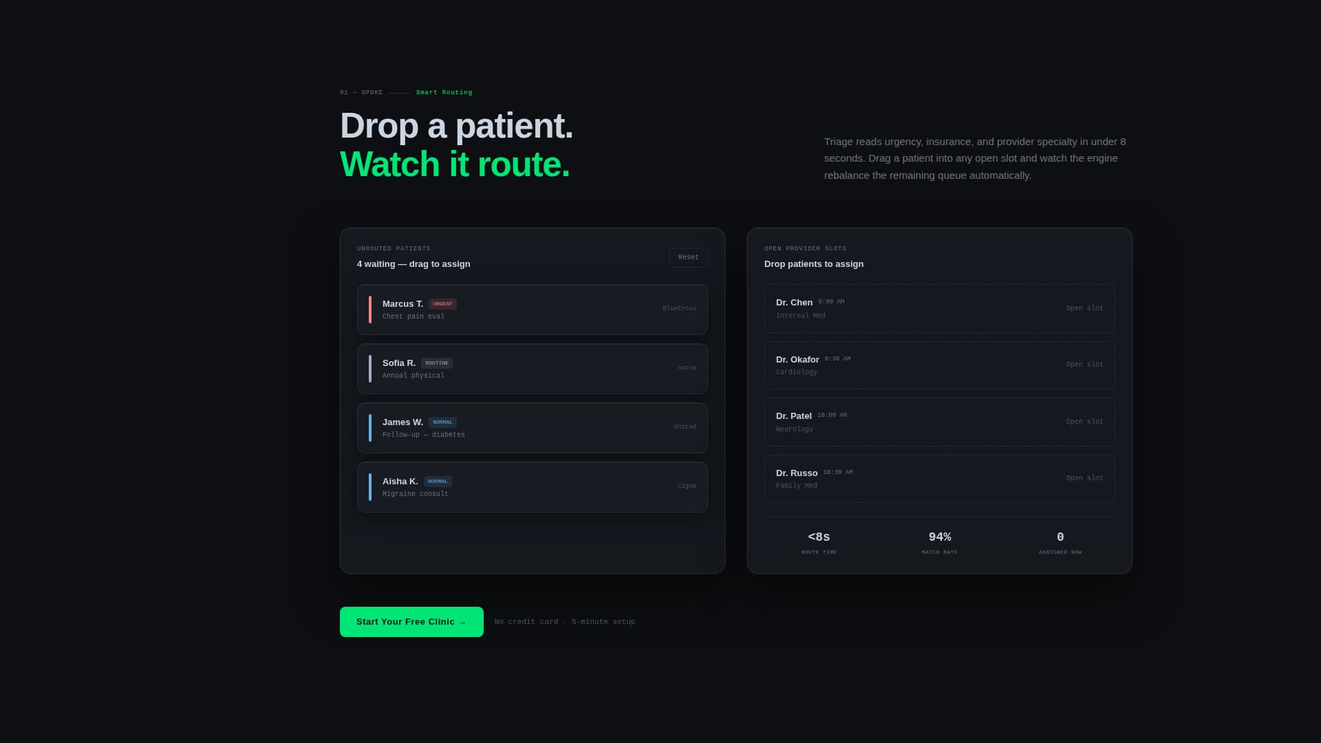 Triage - Intelligent Scheduling Landing Page Template