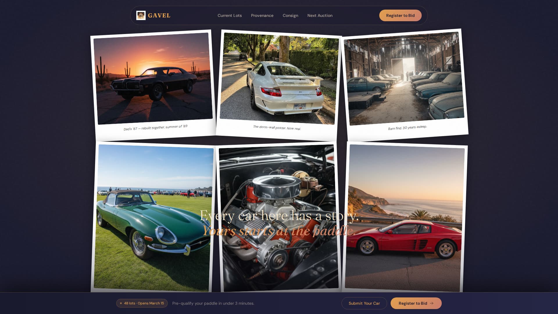 Gavel - Prestigious Collectorcar Landing Page Template