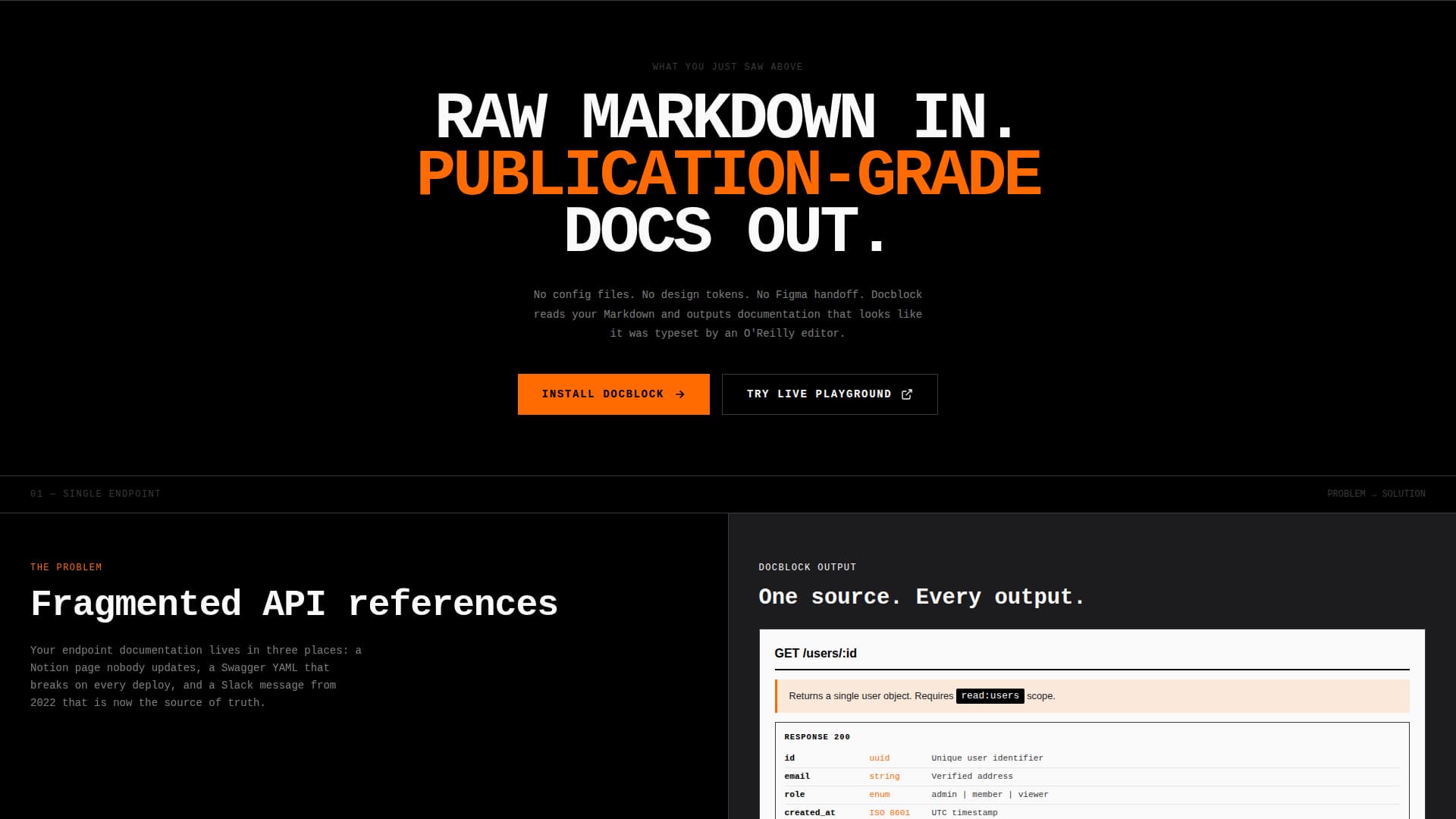 Docblock - Authoritative Documentation Landing Page Template