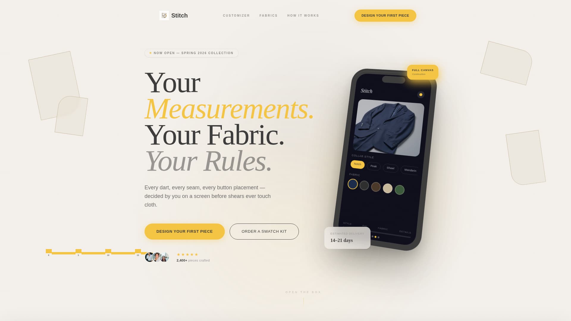 Stitch - Bespoke Tailoring Landing Page Template