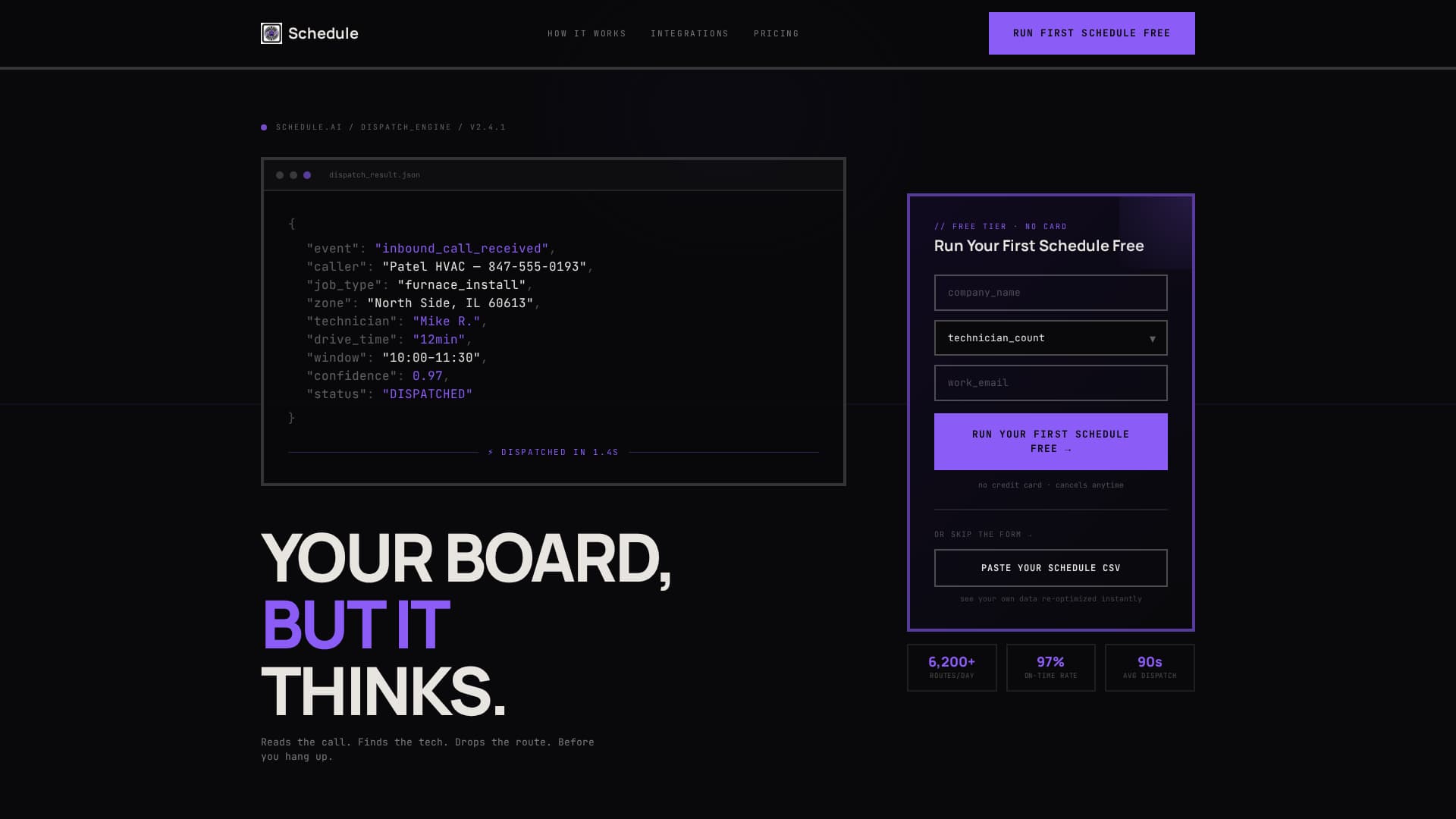 Schedule - Powerful AI Dispatch Landing Page Template