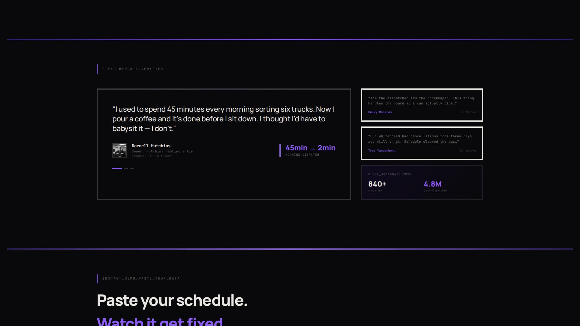 Schedule - Powerful AI Dispatch Landing Page Template