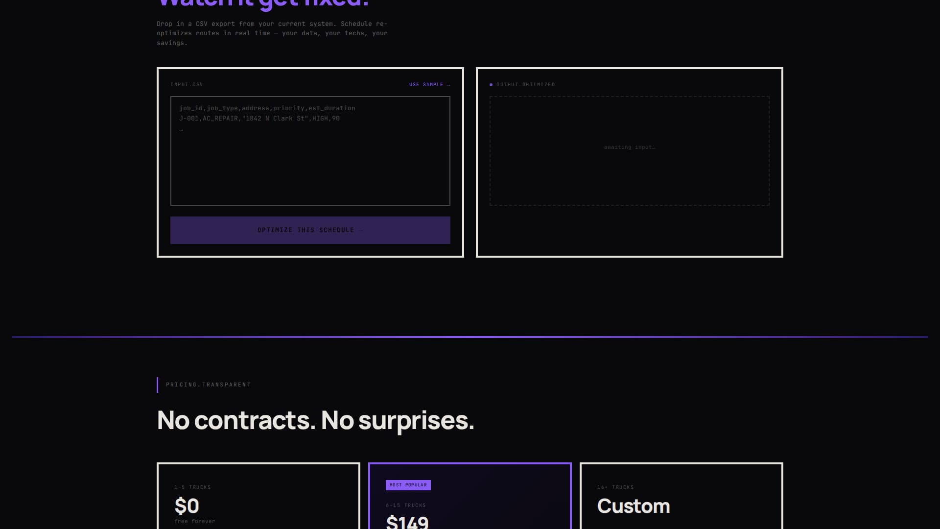 Schedule - Powerful AI Dispatch Landing Page Template