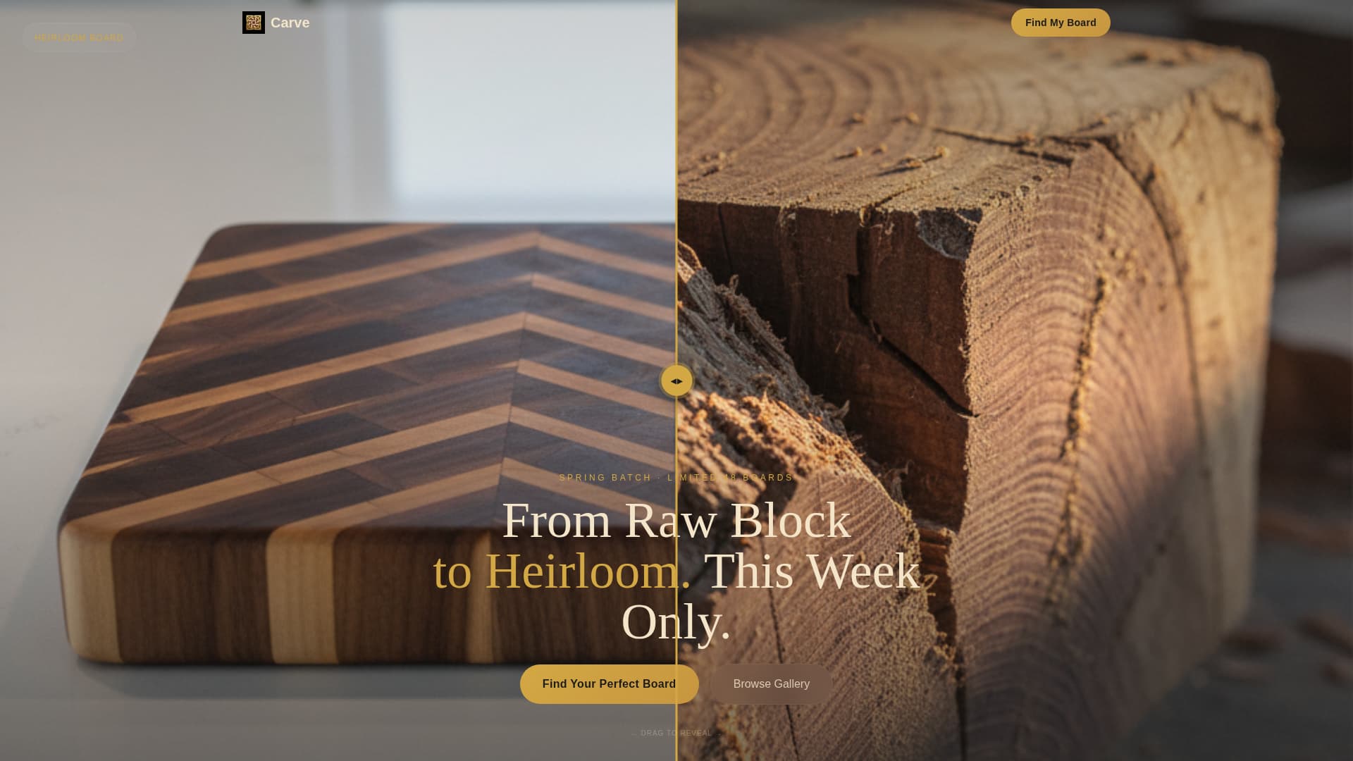 Carve - Heirloom Kitchenware Landing Page Template