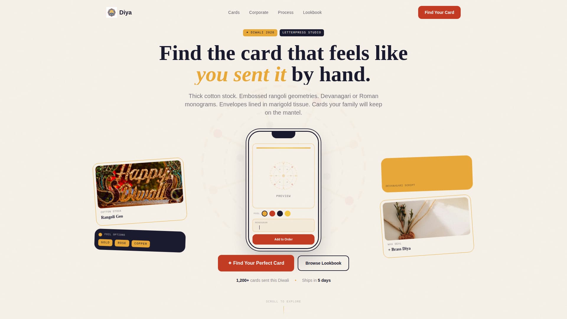 Diya - Festive Stationery Landing Page Template